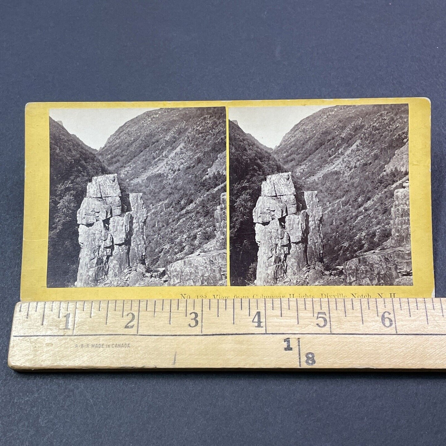 Antique 1866 Rock Column Dixville Notch NH Stereoview Photo Card V1987