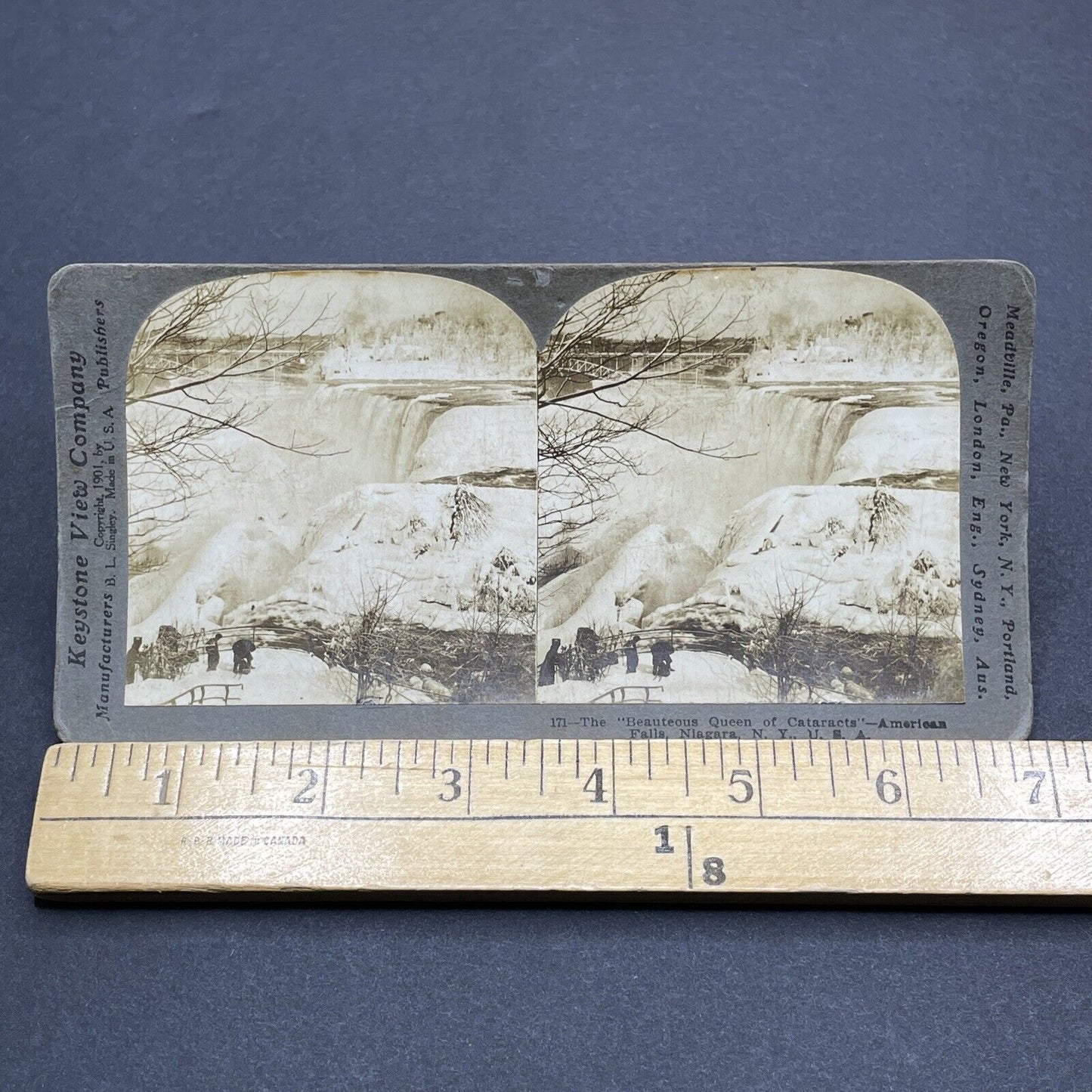 Antique 1901 Great Winter Of 1901 Niagara Falls NY Stereoview Photo Card P2051