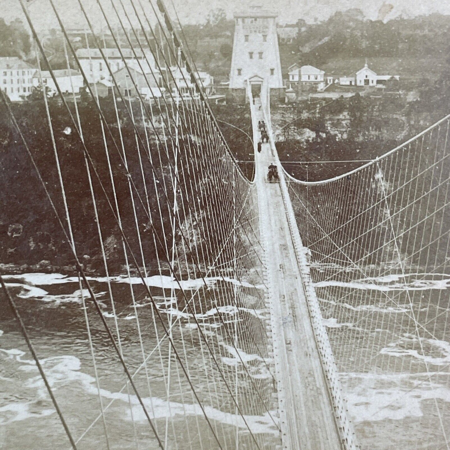 Niagara Falls Suspension Bridge New York Stereoview Antique c1880 X3873