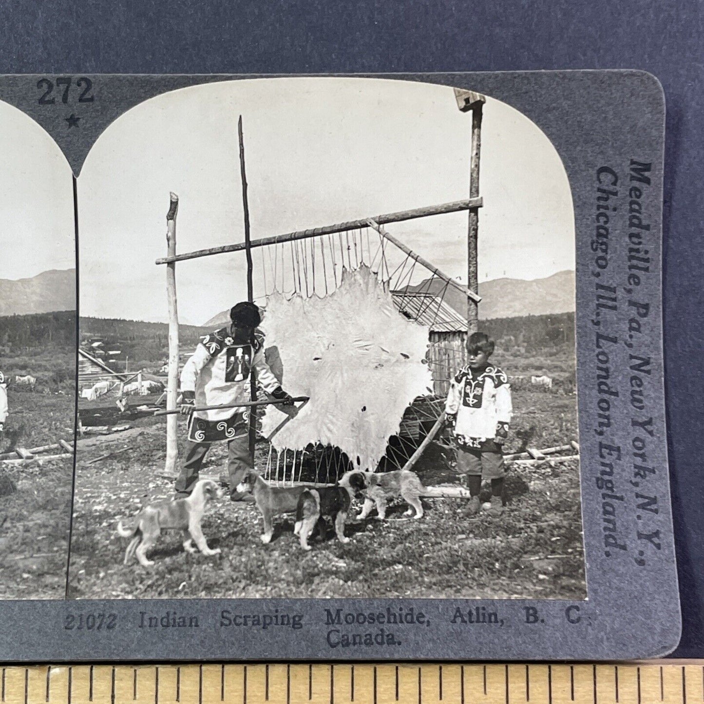 Tlingit Native American Indian Hunter Stereoview Photo Card Antique 1910s X834