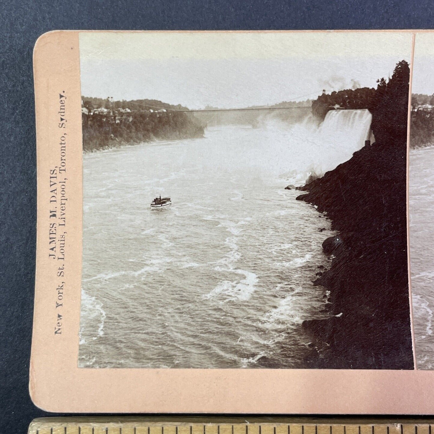 Maid of the Mist Ferry Boat Tour Stereoview Niagara Falls Antique c1892 Y1868