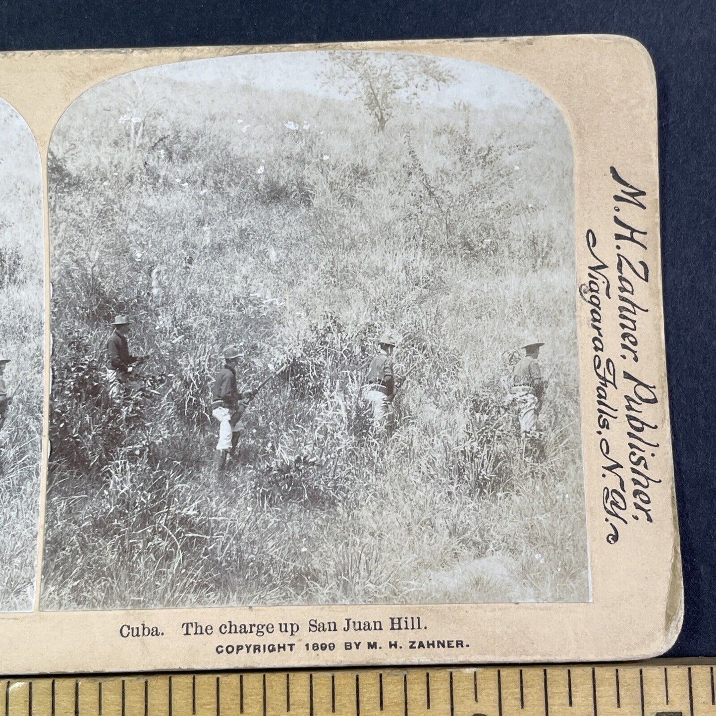 US Soldiers In A Gunfight In Cuba Stereoview MH Zahner Antique c1899 X3176