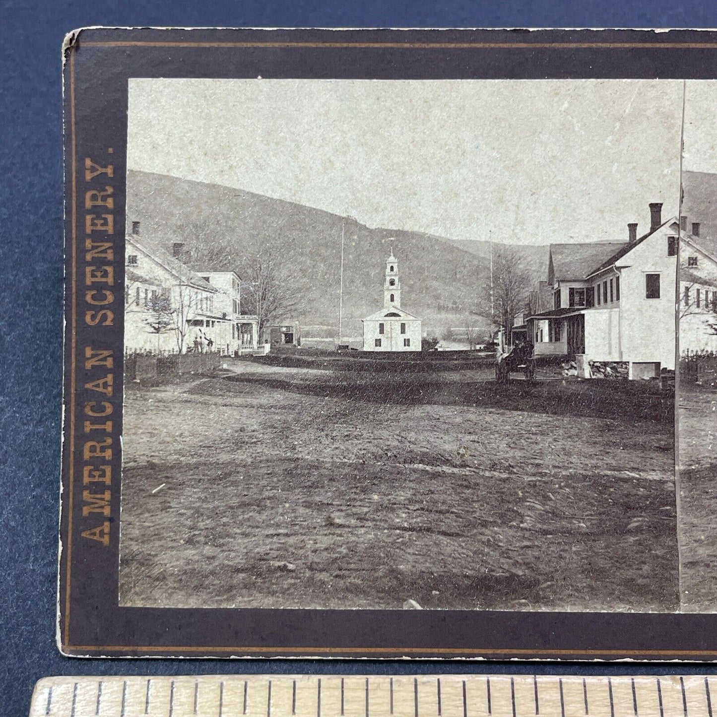 Antique 1870s Wentworth Village Common New Hampshire Stereoview Photo Card V1932