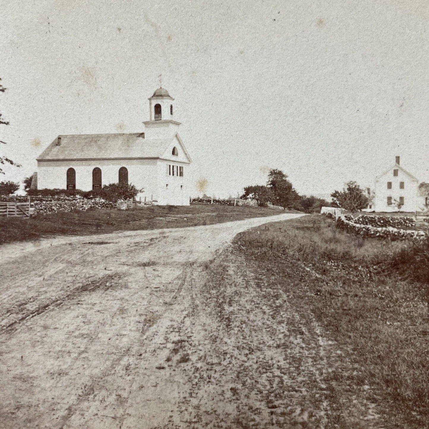 Antique 1863 First Congregational Church Eliot Maine Stereoview Photo Card V2146