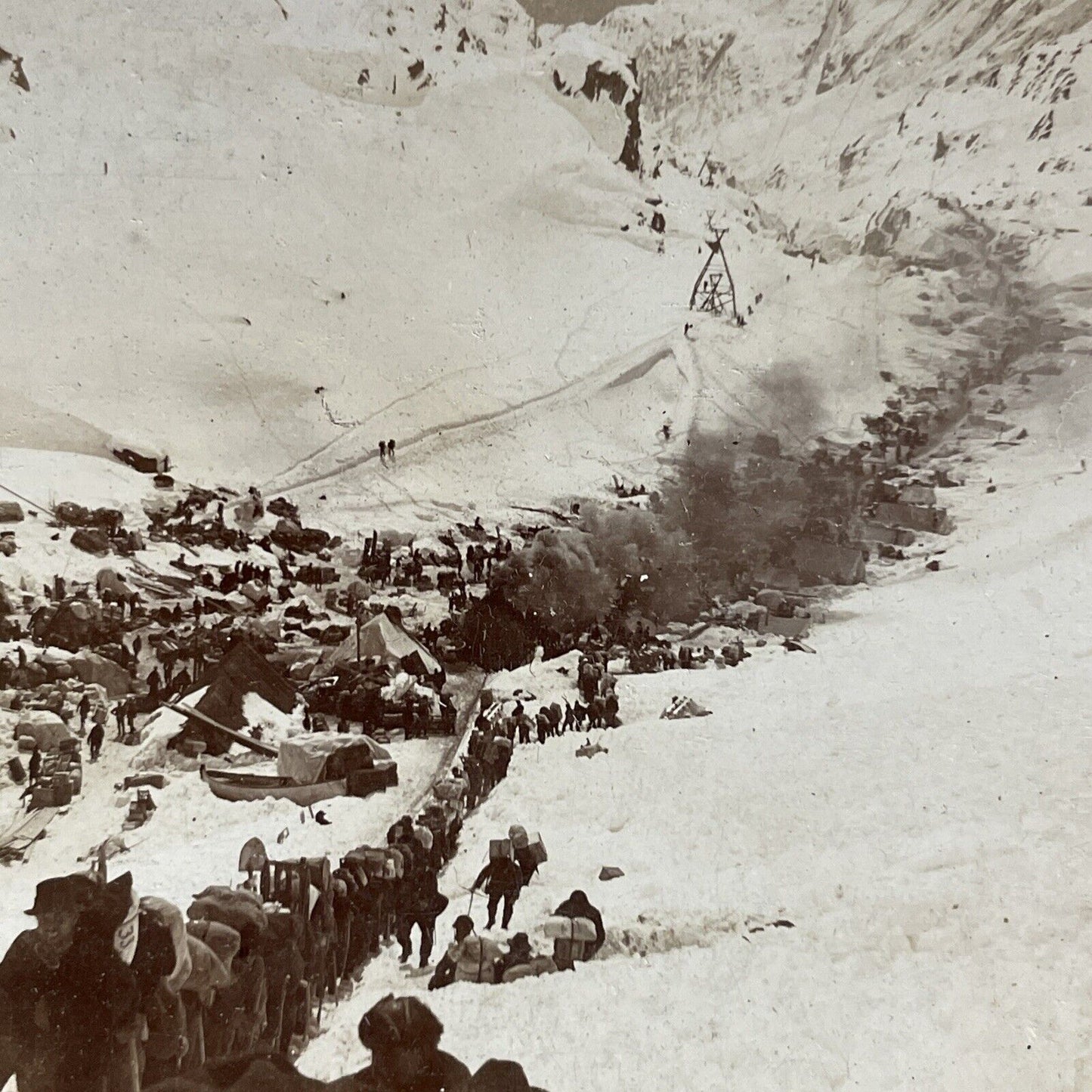 Antique 1898 Gold Miners Hiking Through The Rockies Stereoview Photo Card P4999