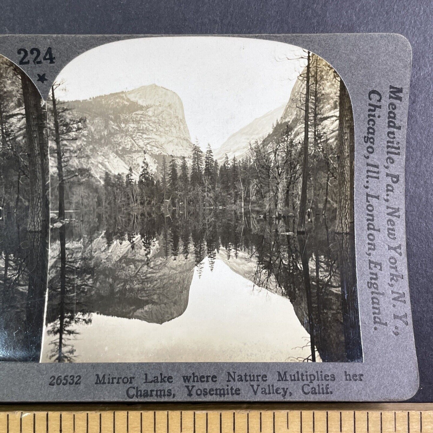 Mirror Lake Yosemite Park California Stereoview  Antique c1910s Y1185