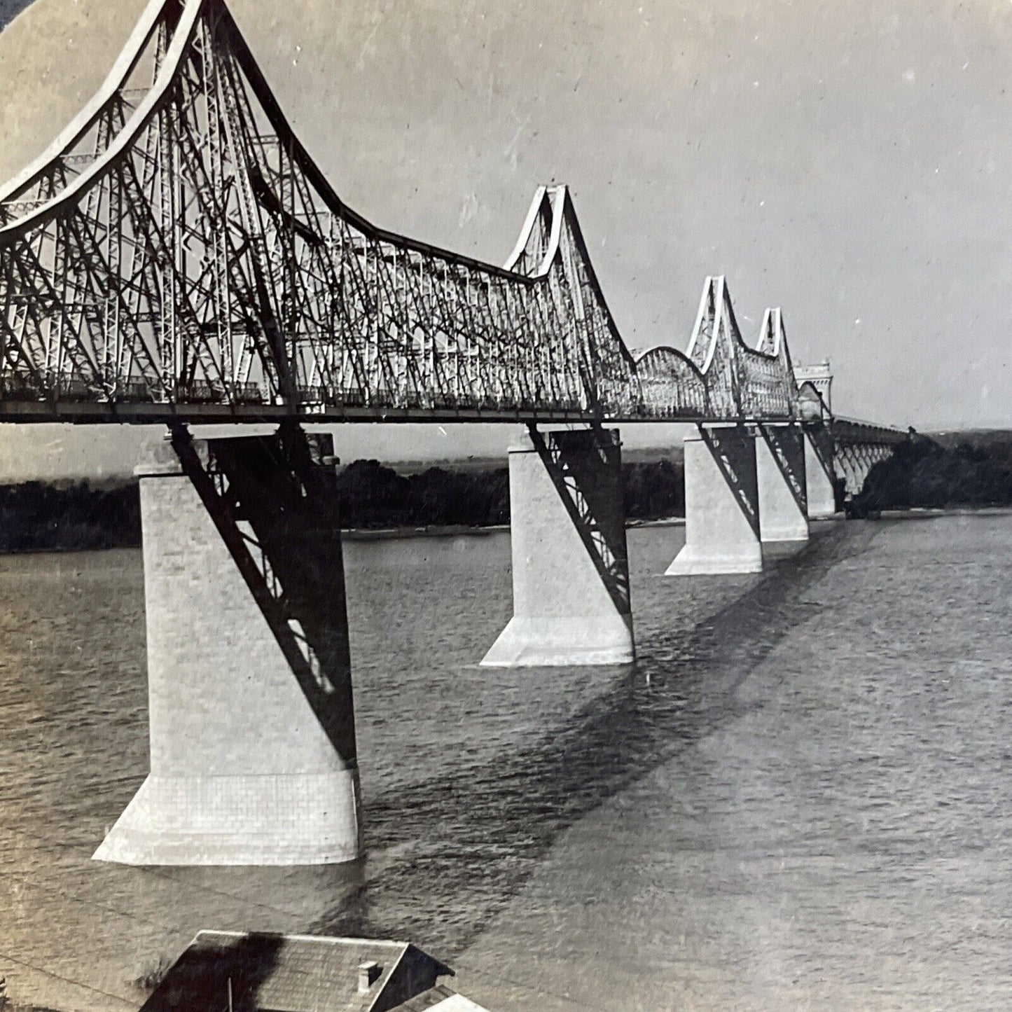 Antique 1910s Great Railroad Bridge Cernavoda Romania Stereoview Photo Card 4616