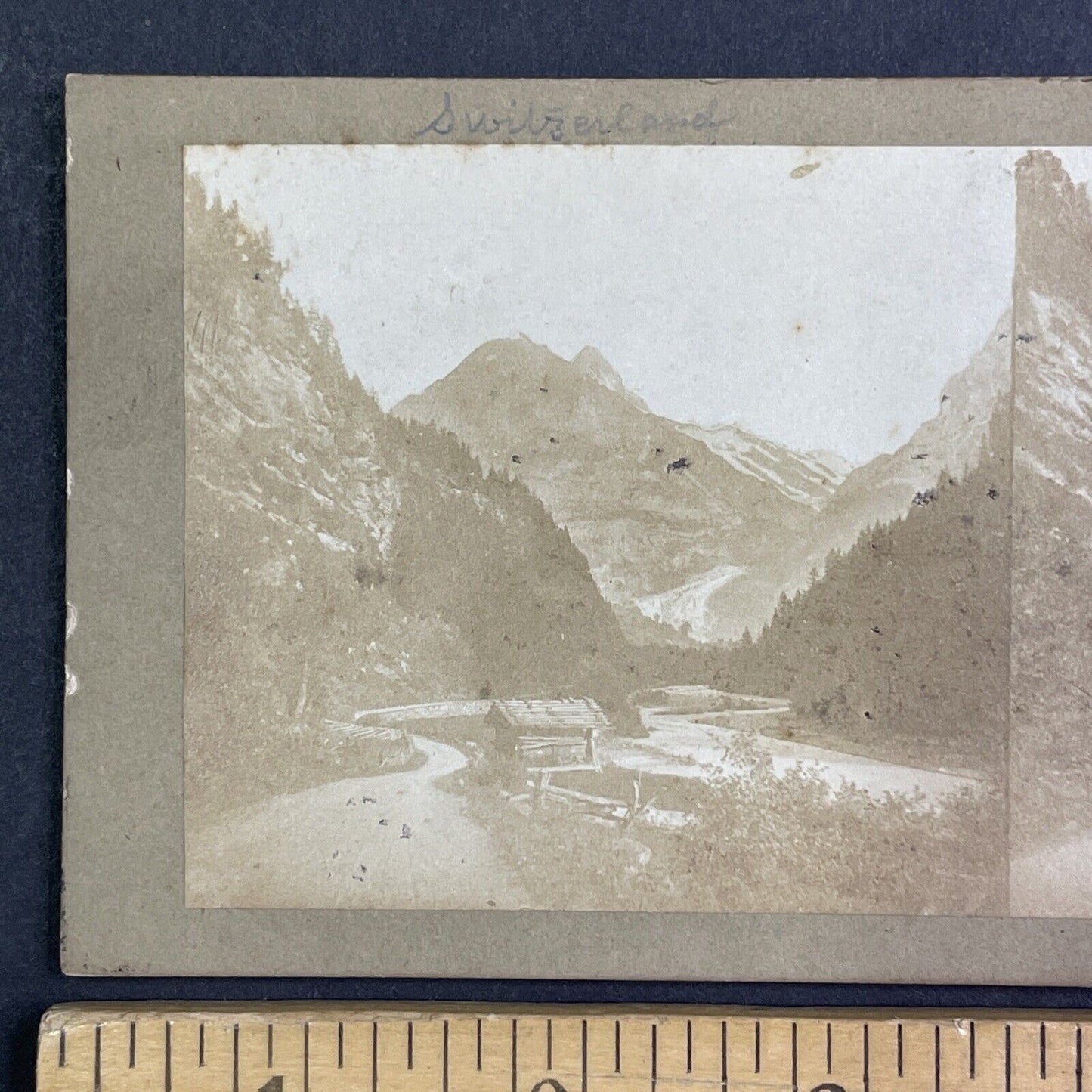 Grindelwald Village Switzerland Stereoview Antique c1855 Y1115