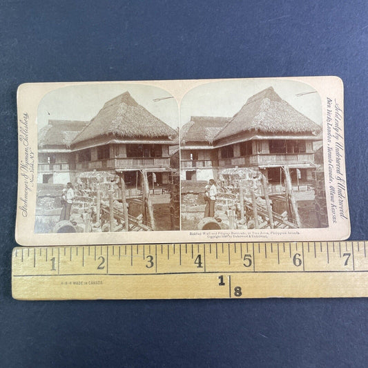 Prisoner Execution Wall Tinajeros Philippines Stereoview Antique c1899 X3149