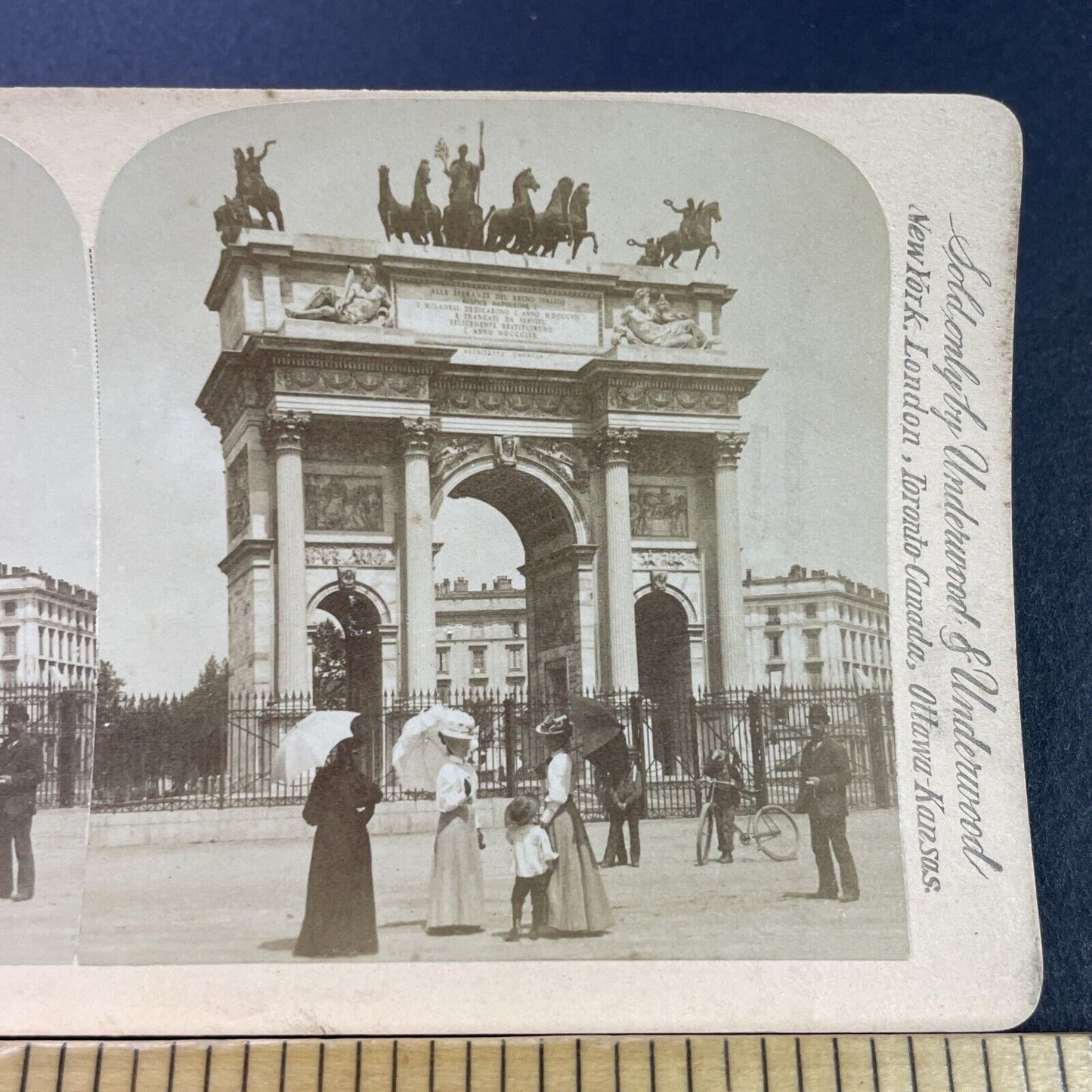 Antique 1890s Arch Of Peace Milan Italy Stereoview Photo Card P3846