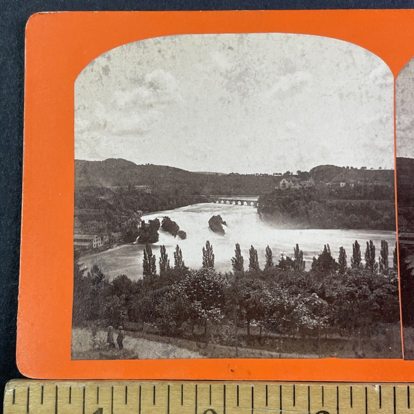 Rhine Falls Schaffhausen Switzerland Stereoview Laufen Castle Antique 1865 X3542