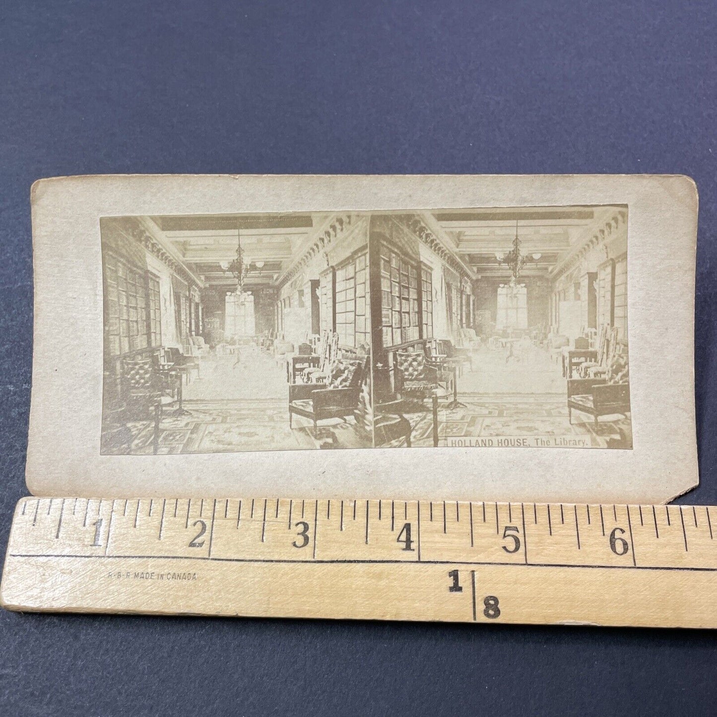 Antique 1870s Holland House Library Before Fire Stereoview Photo Card V3345