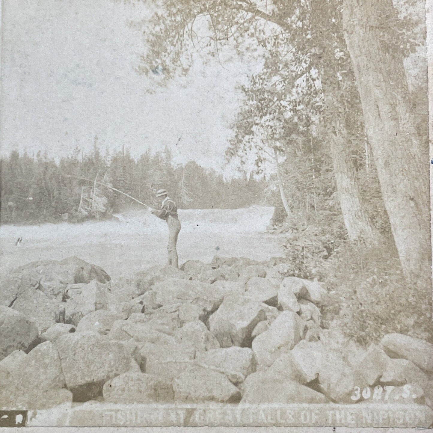 Nipigon River Waterfalls Ontario Canada Stereoview Thunder Bay c1888 Y439