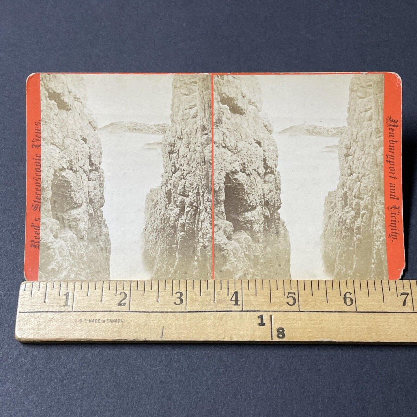 Antique 1860s Ocean Cliffs Near Newburyport MA Stereoview Photo Card V1835