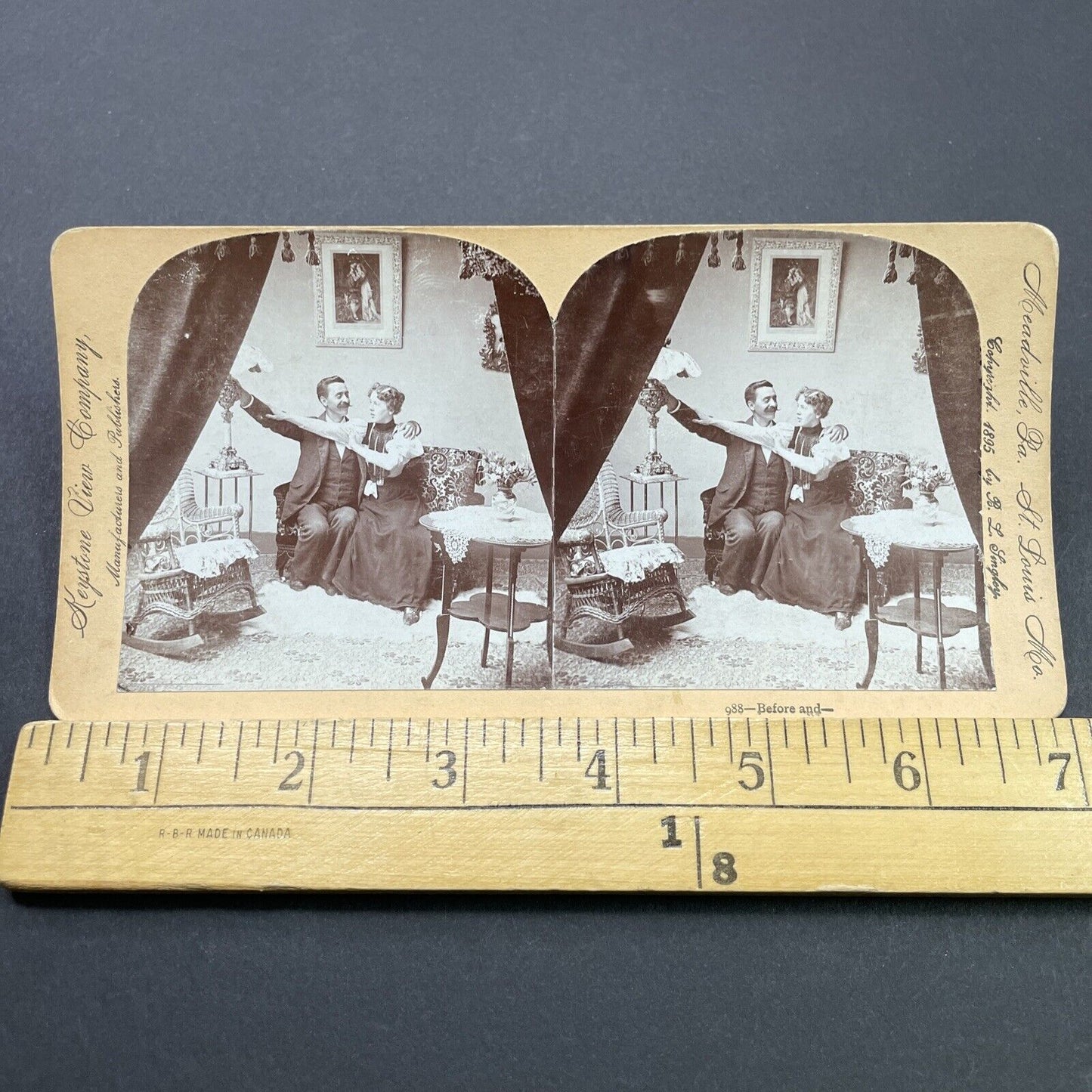 Antique 1895 Man Turns Off Light At Bedtime Stereoview Photo Card P2687