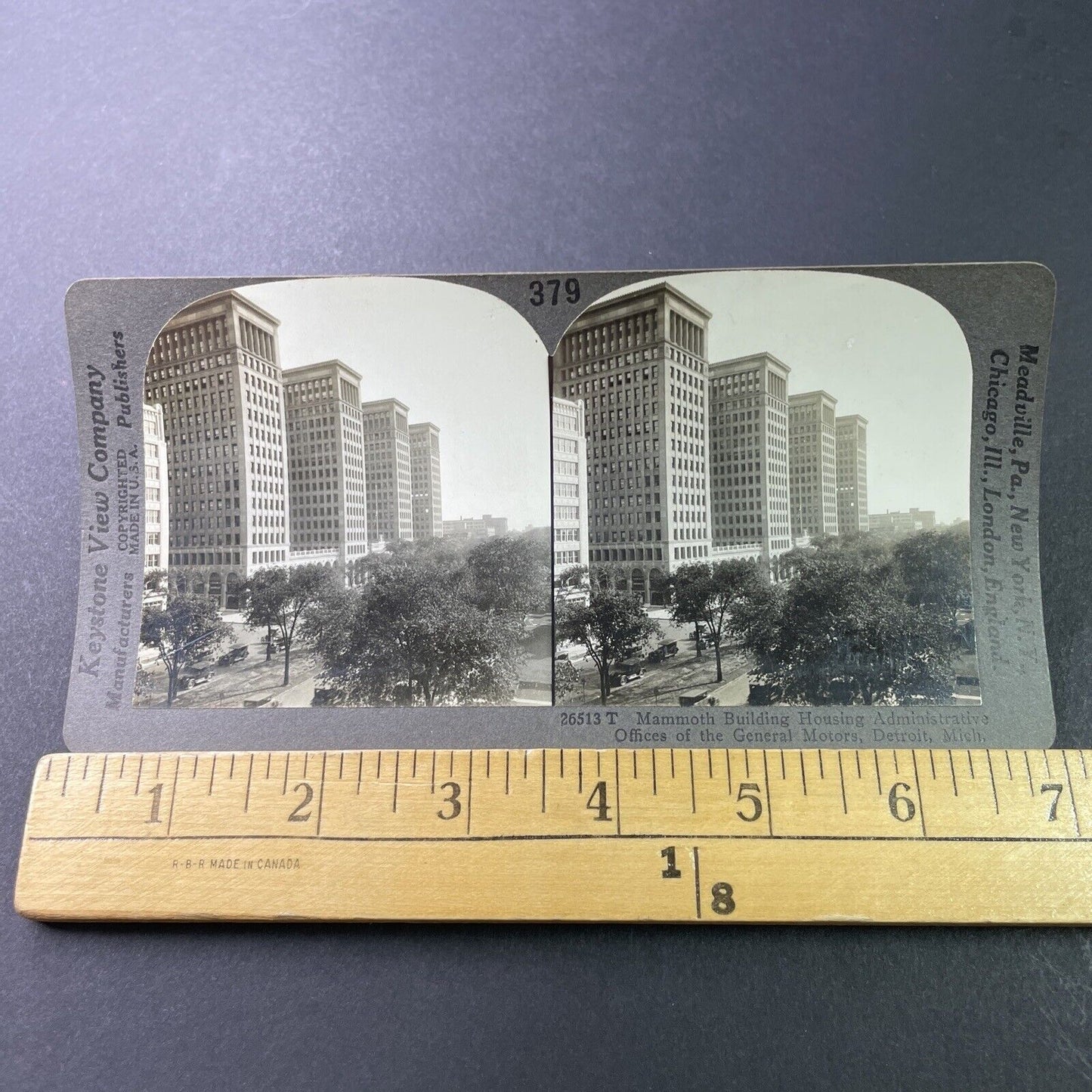 Antique 1920s GM General Motors Building Detroit Stereoview Photo Card P3279