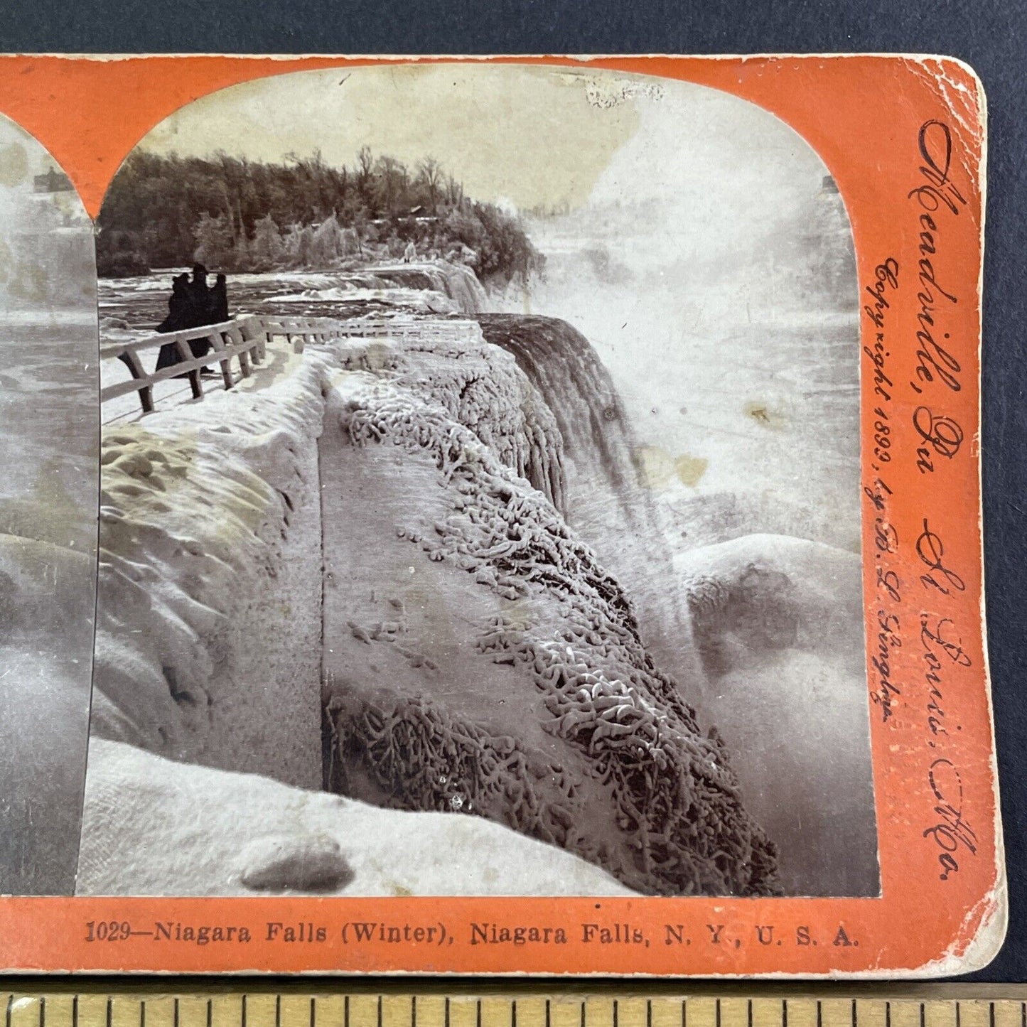 Frozen Niagara Falls New York Side Stereoview B.L. Singley Antique c1899 Y1443