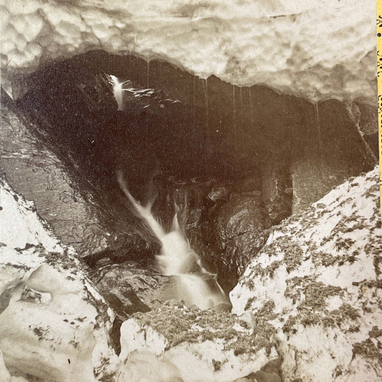 Tuckermans Ravine Snow Cave NH Stereoview Photo NW Pease Antique c1873 X953