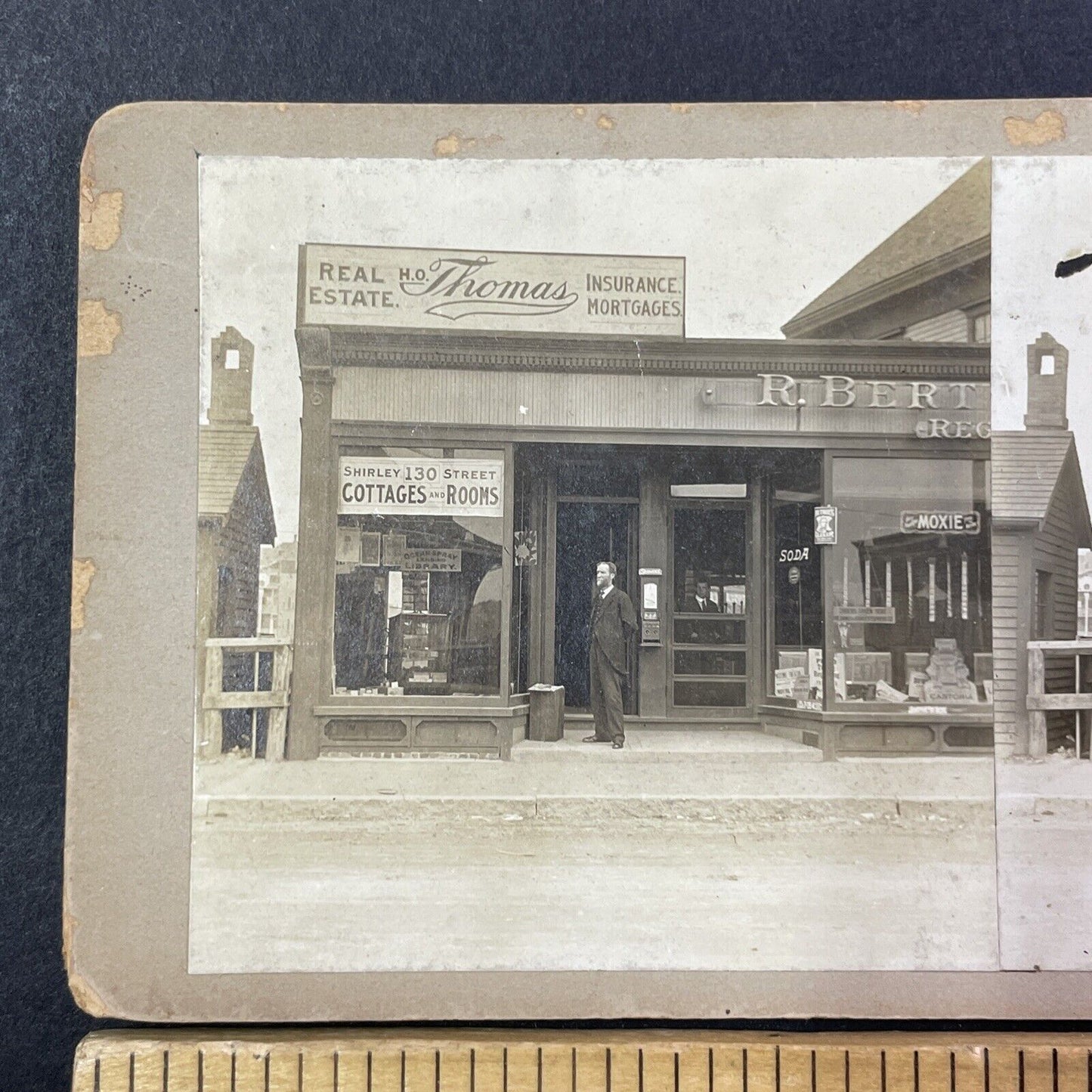 HO Thomas Real Estate Stereoview 130 Shirley St Winthrop MA Antique c1910 X2756