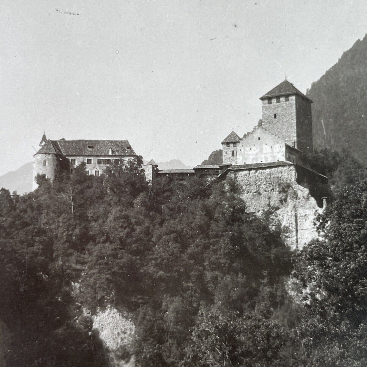 Antique 1925 Tirol Castle South Tyrol Italy OOAK Stereoview Photo Card P3244