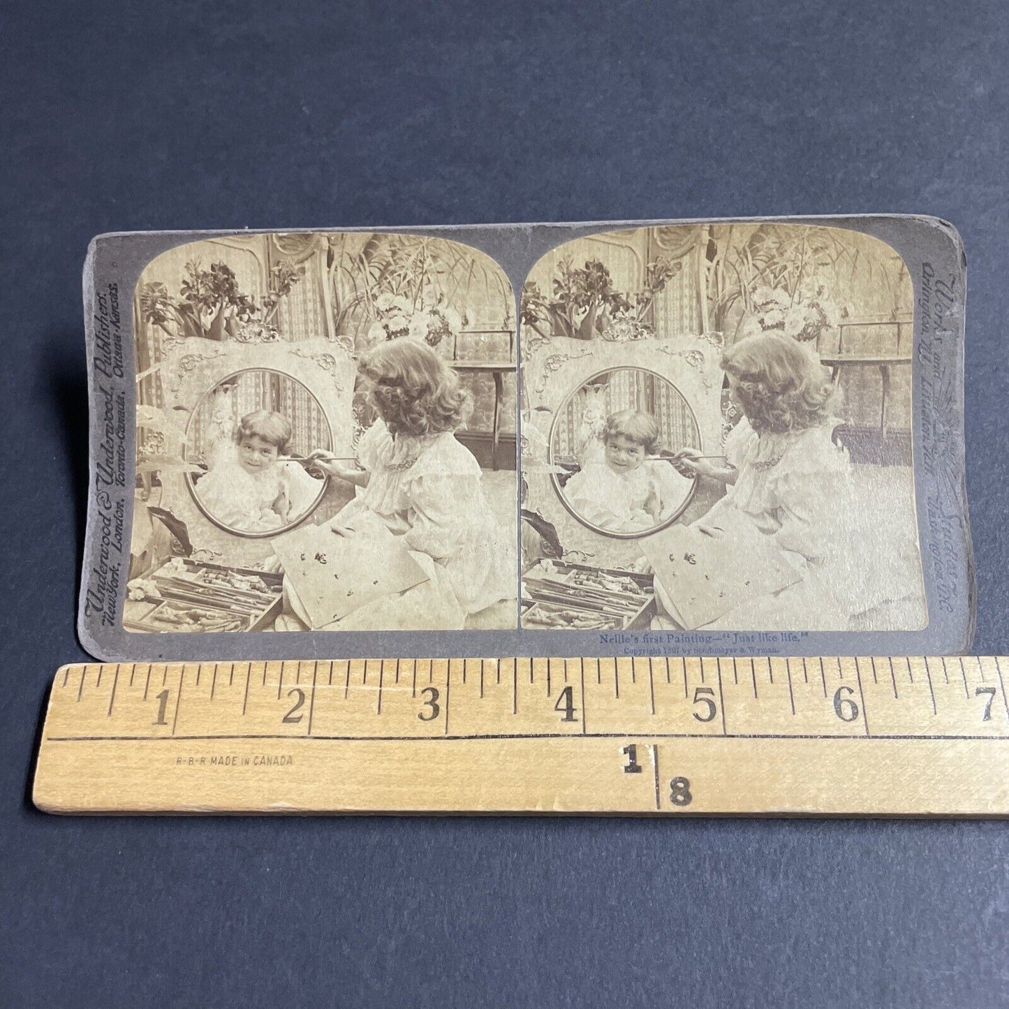 Antique 1897 Victorian Optical Illusion Magic Trick Stereoview Photo Card P4289