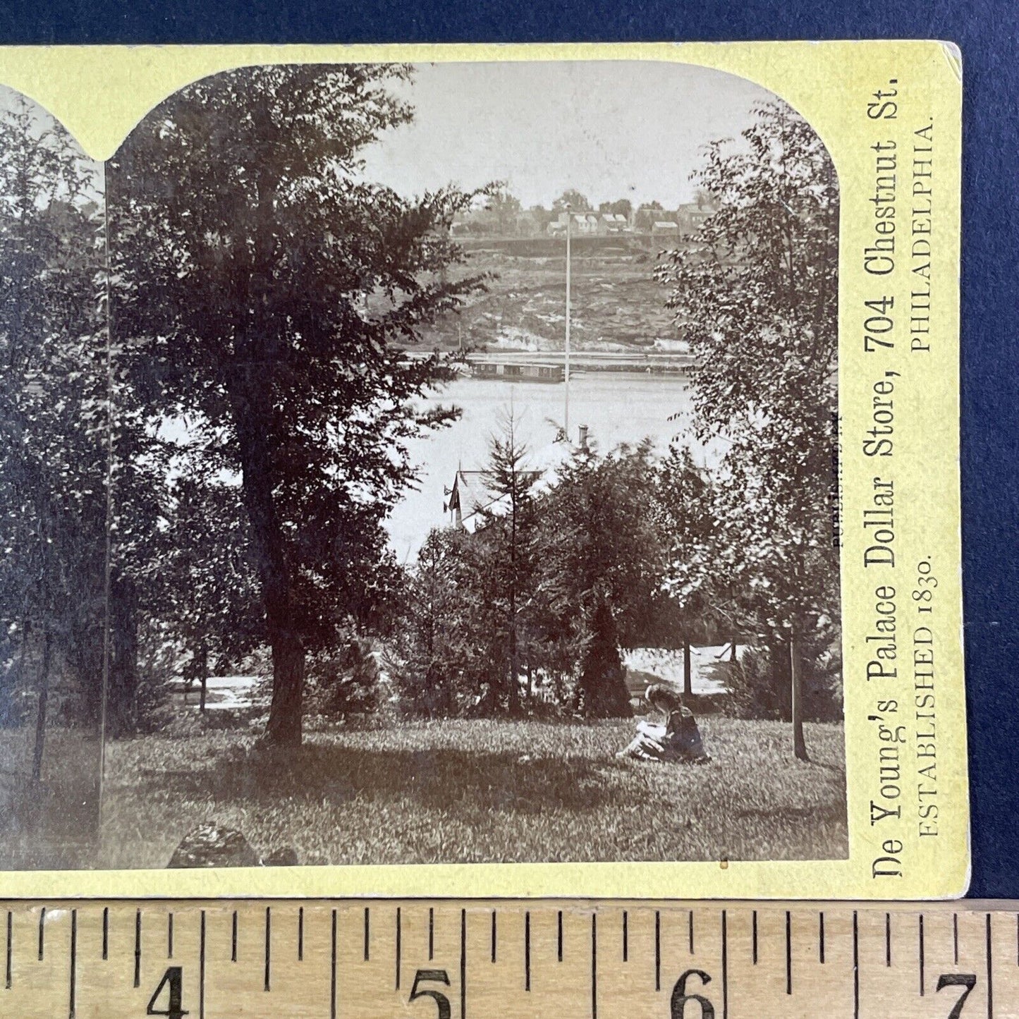 Woman Reading In Fairmount Park Stereoview Philadelphia Antique c1876 X1827