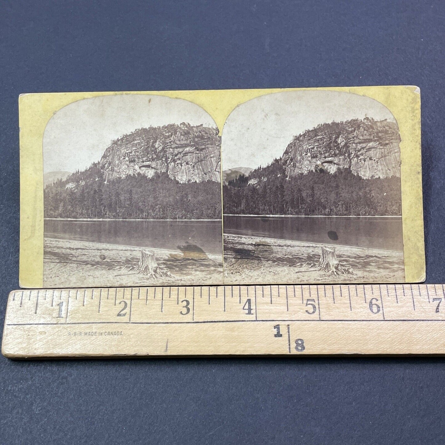 Antique 1870s Echo Lake NH White Horse Rock Ledge Stereoview Photo Card V1957