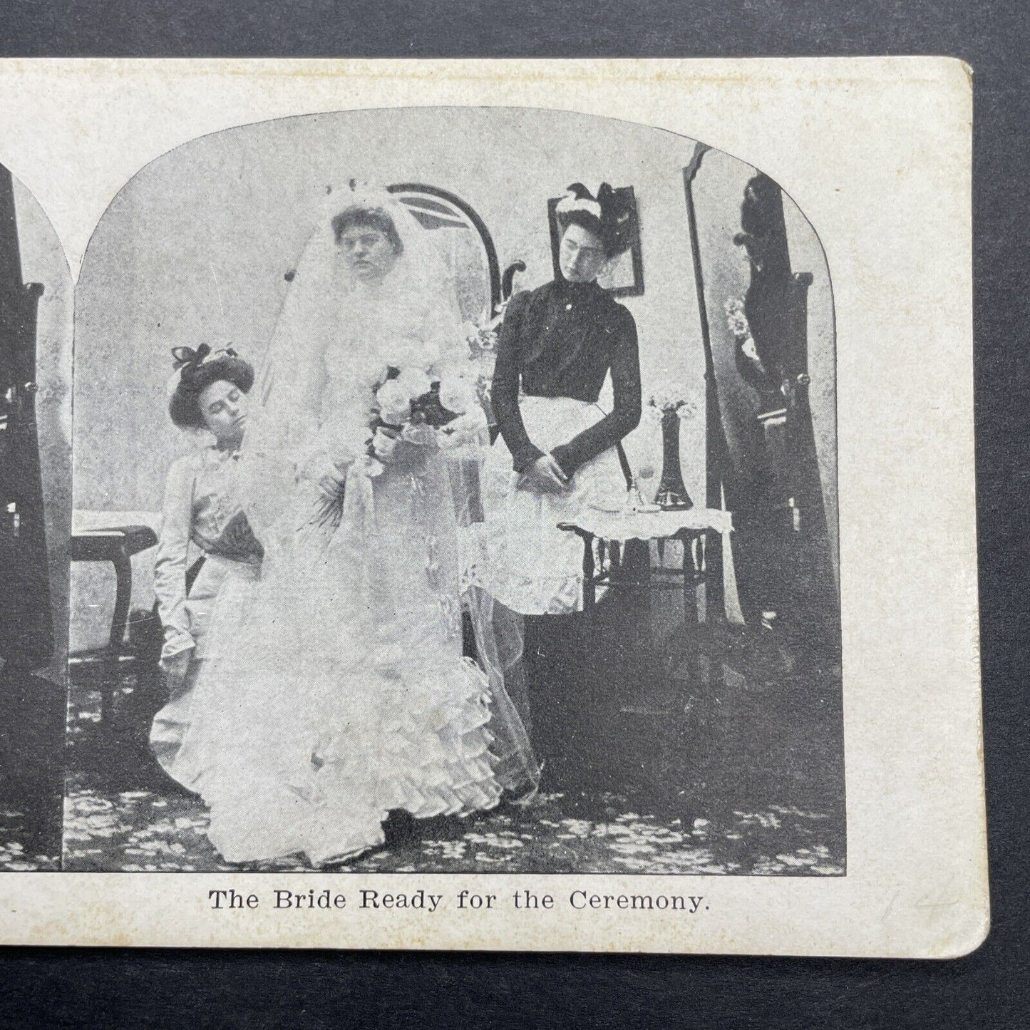 Antique 1905 Bride Is Ready For Her Wedding Stereoview Photo Card P580-029