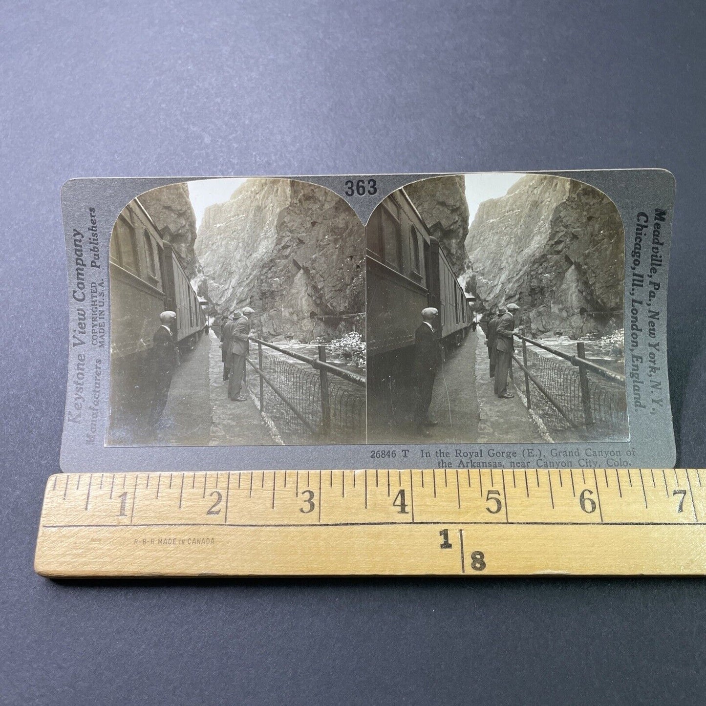 Antique 1910s Railroad Workers Canyon City Colorado Stereoview Photo Card P3212