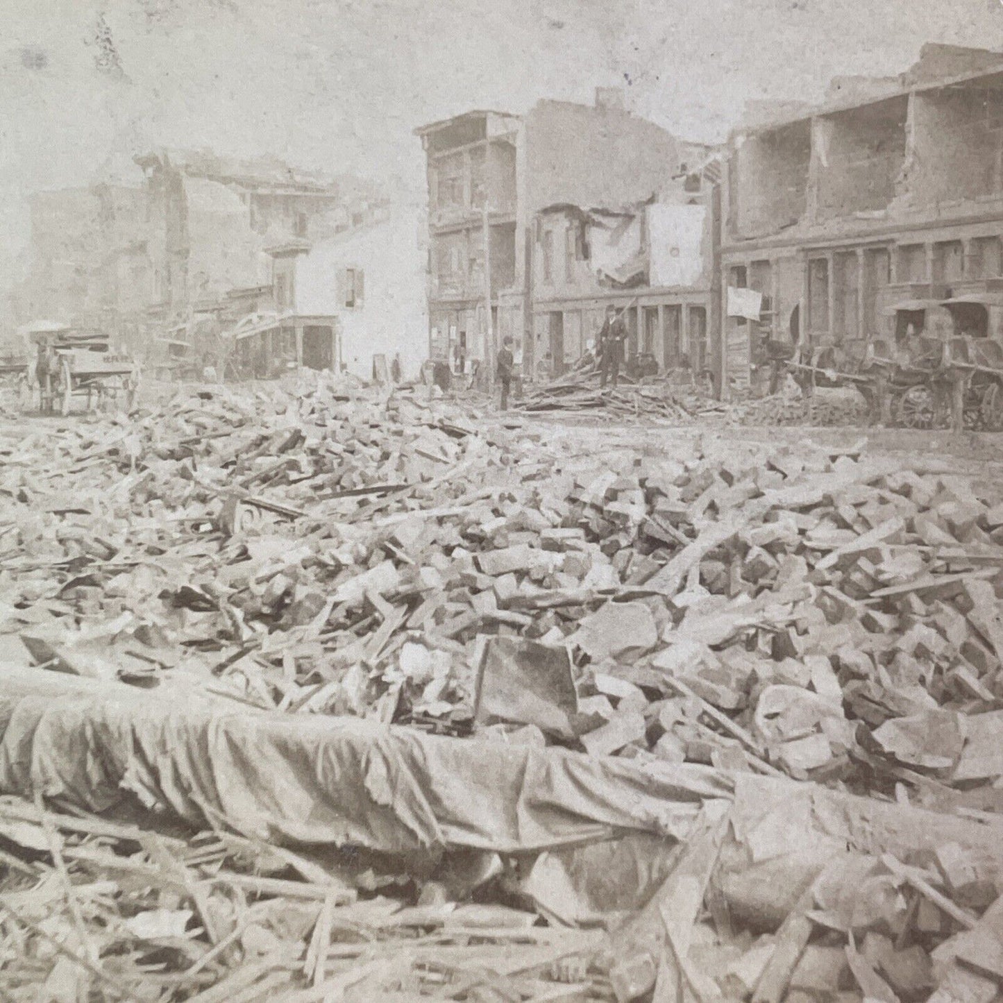 Louisville Kentucky F4 Tornado Disaster Stereoview Market St. Antique 1890 X3739