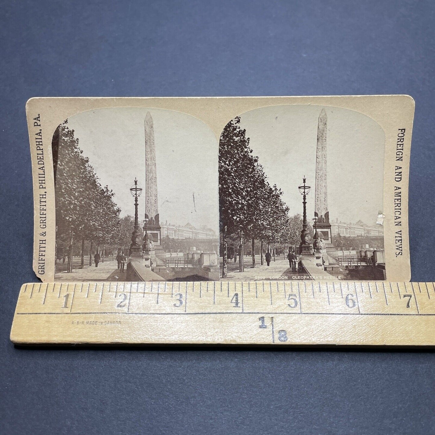 Antique 1890s Cleopatra's Needle London England Stereoview Photo Card P1886