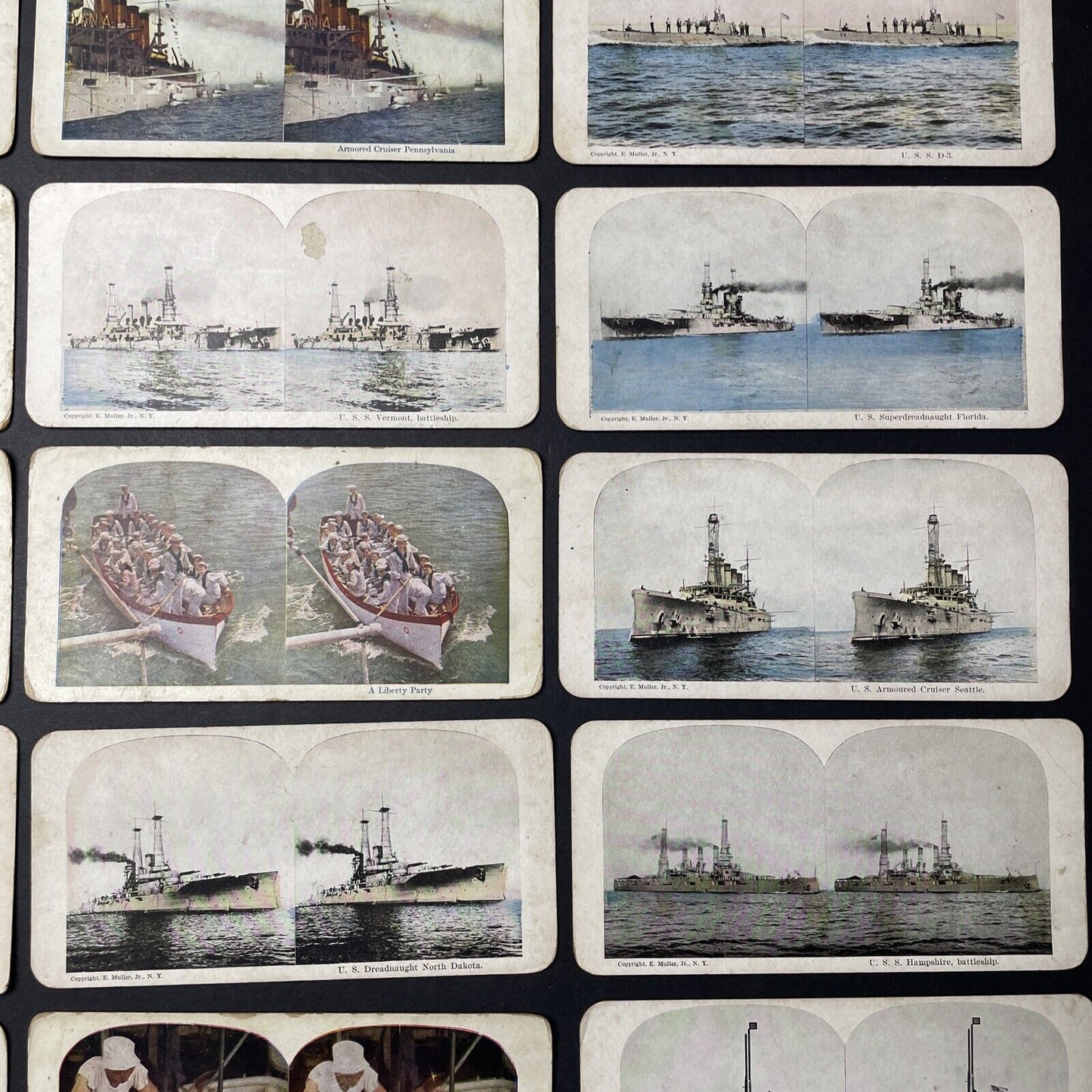 Lot Of 35 Battleships Navy Sailors Military Stereoview Photo Cards Antique c1925