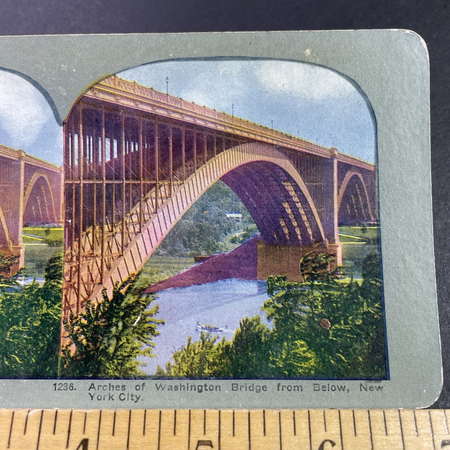Antique 1910s Washington Bridge New York City NY Stereoview Photo Card P3455