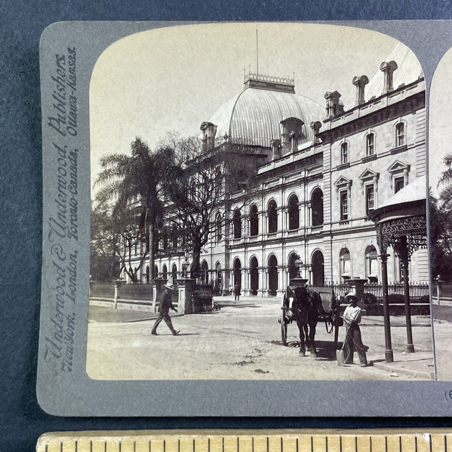 Brisbane Australia Parliament Buildings Stereoview Antique c1908 X4086