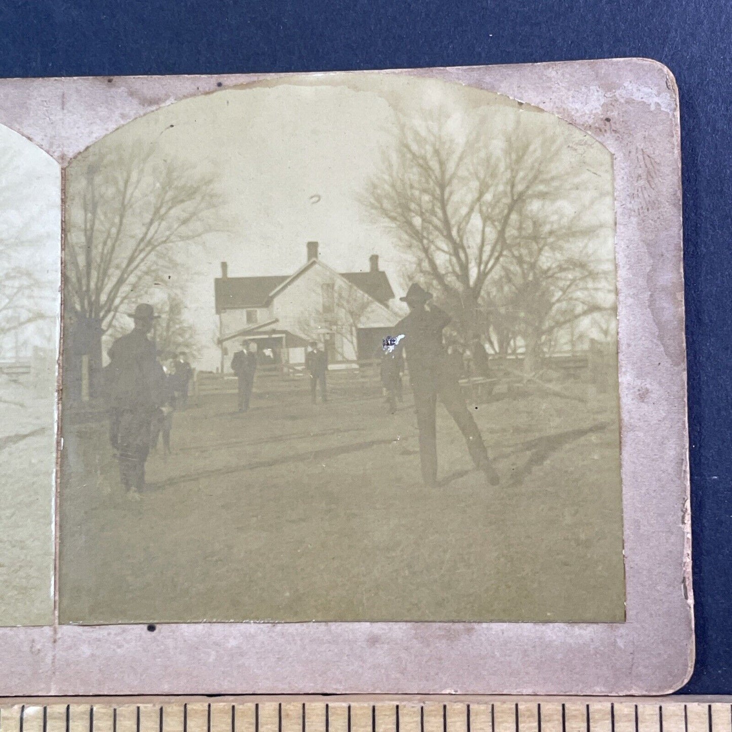 Men Playing A Game Of Horseshoes Stereoview United States Antique c1890 X1808