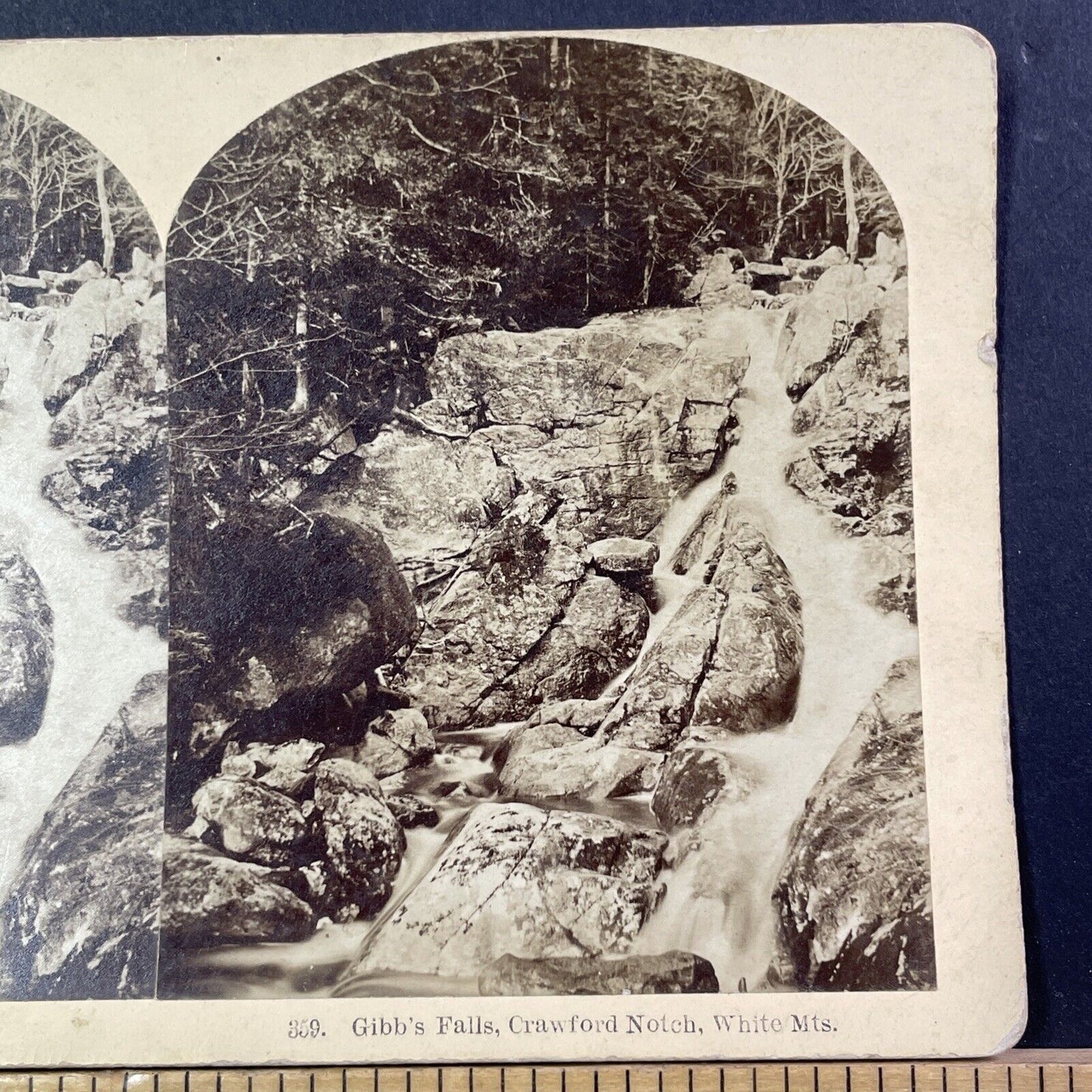 Gibb's Falls New Hampshire Stereoview BW Kilburn Photo Card Antique c1880 X856