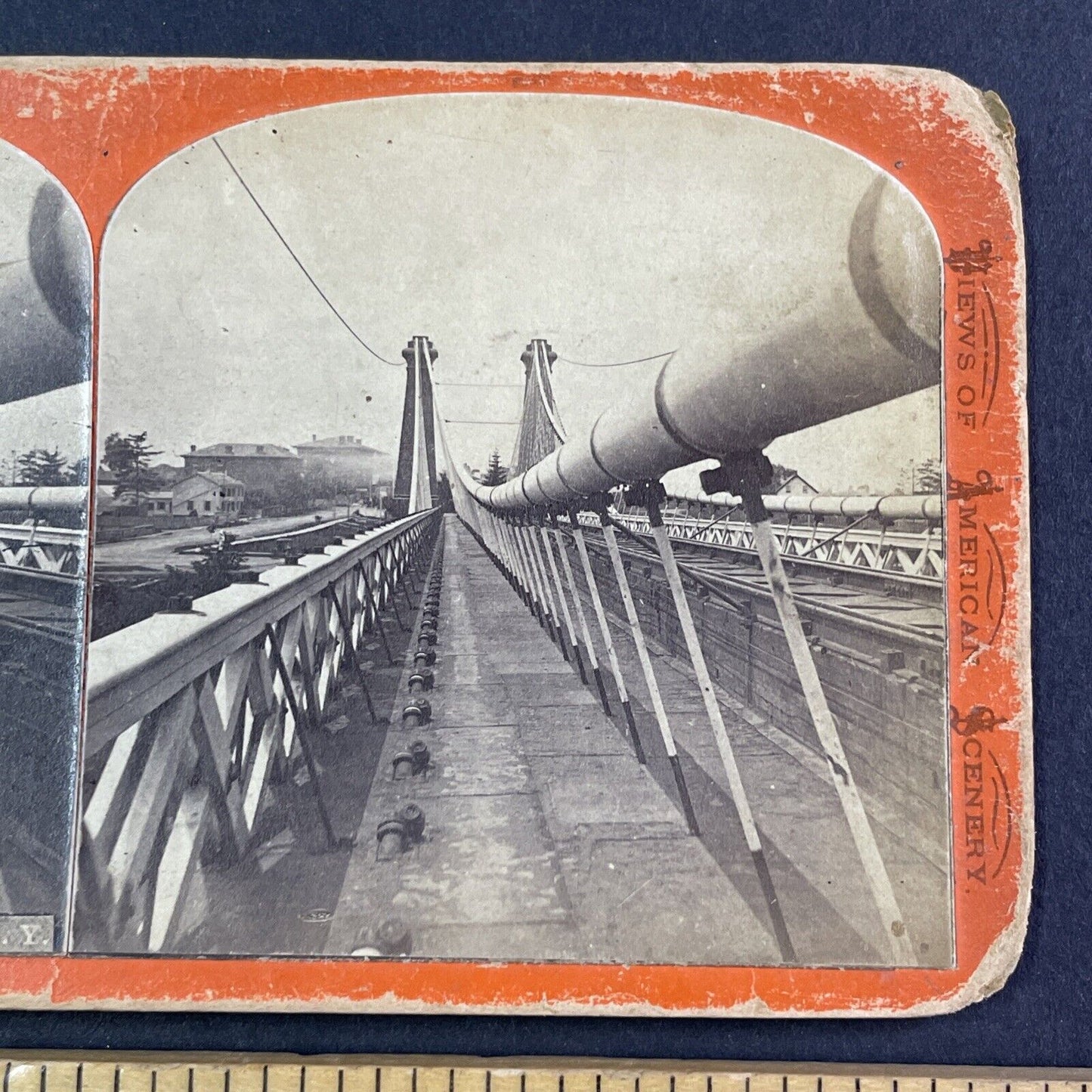 Niagara Falls Suspension Bridge Stereoview J.J. Reilly Rare View c1869 Y2529