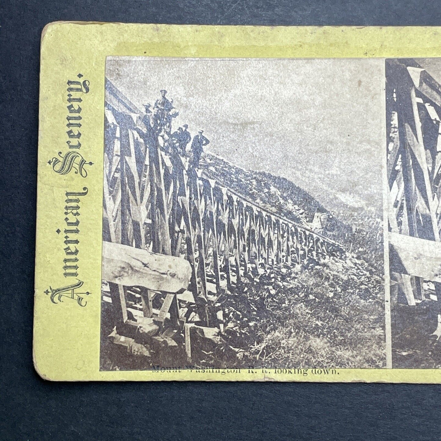 Antique 1860s Mt Washington Railroad Construction Stereoview Photo Card P1166