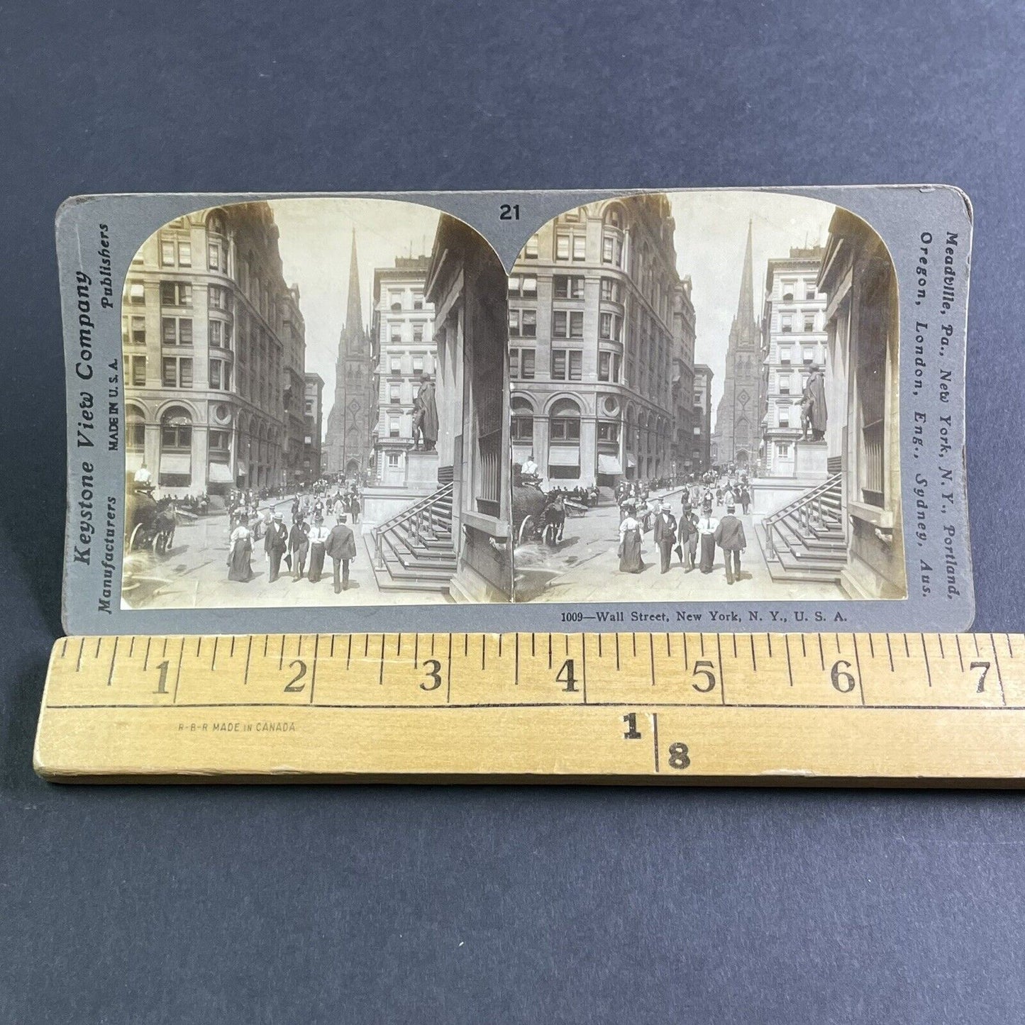 Antique 1909 Wall Street Stock Exchange New York Stereoview Photo Card P2240