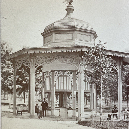 Antique 1880s Saratoga Springs Pavilion New York Stereoview Photo Card V549