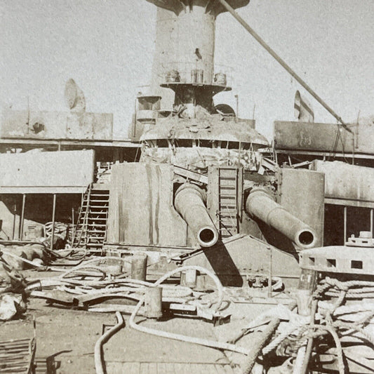 Antique 1905 Deck Of Sunk Russian Navy Battleship Stereoview Photo Card P5640