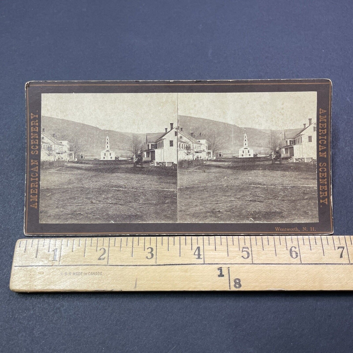 Antique 1870s Wentworth Village Common New Hampshire Stereoview Photo Card V1932