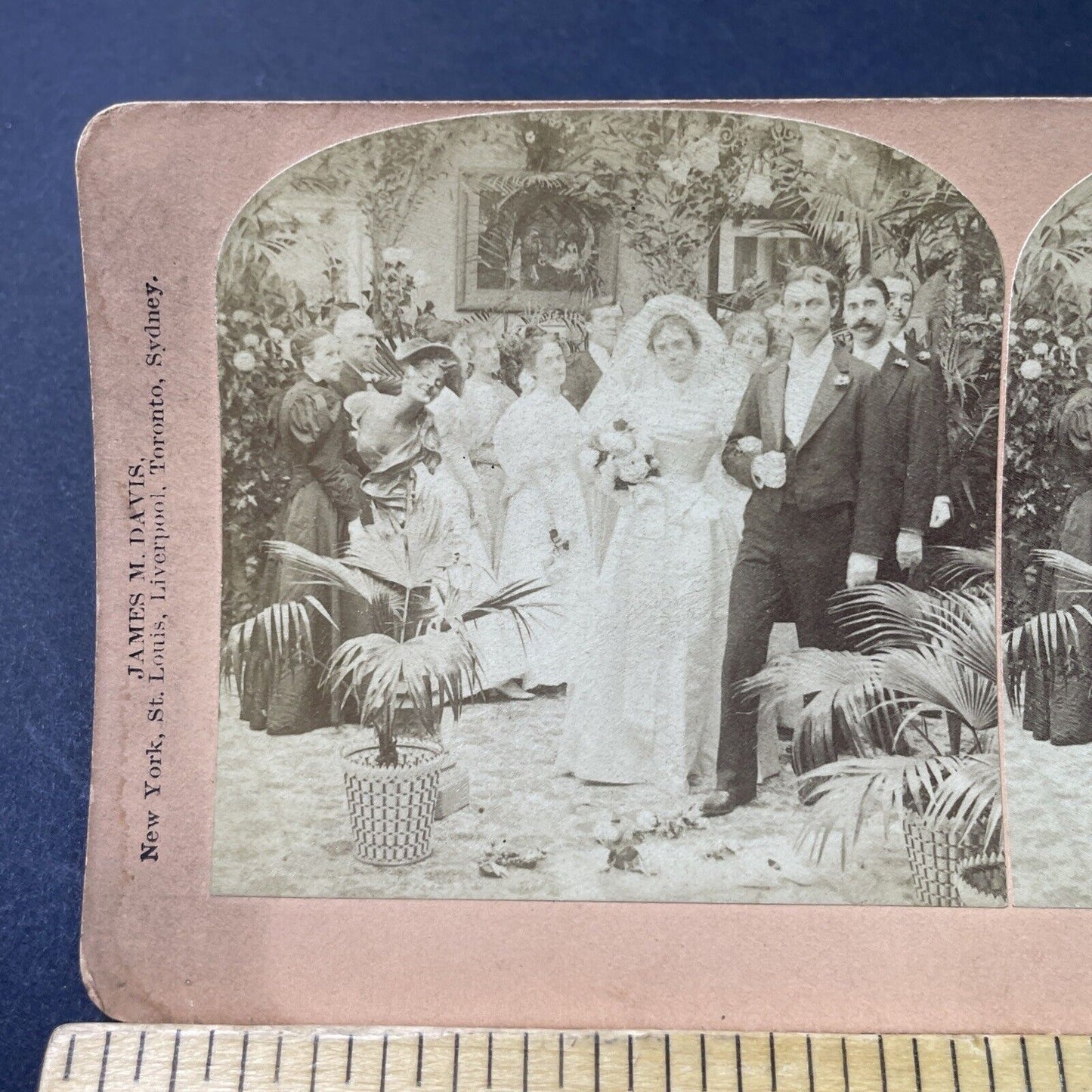 Antique 1897 Victorian Bride & Groom Presented Stereoview Photo Card P2966