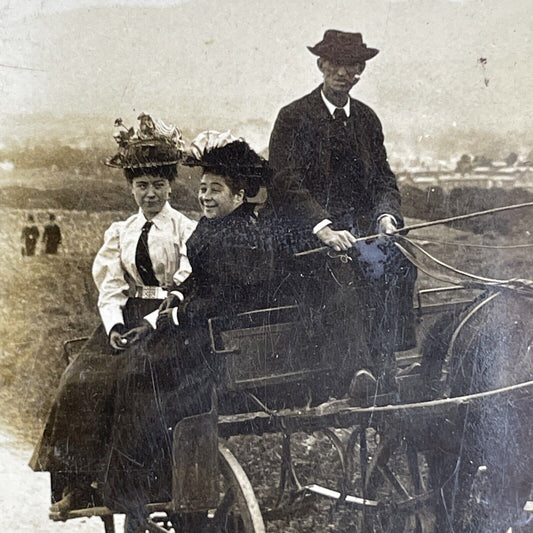 Antique 1897 Wealthy Irish Women & Chauffeur Ireland Stereoview Photo Card P1052