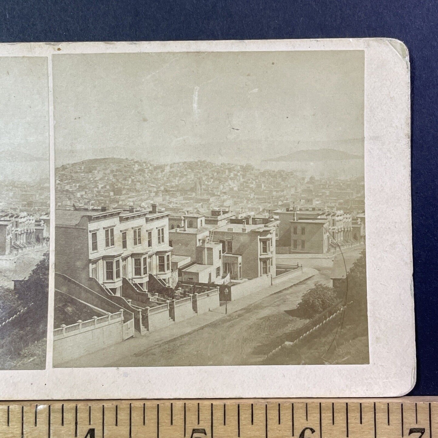 Nob Hill San Francisco Stereoview Photo Card BW Kilburn Antique c1870 X851