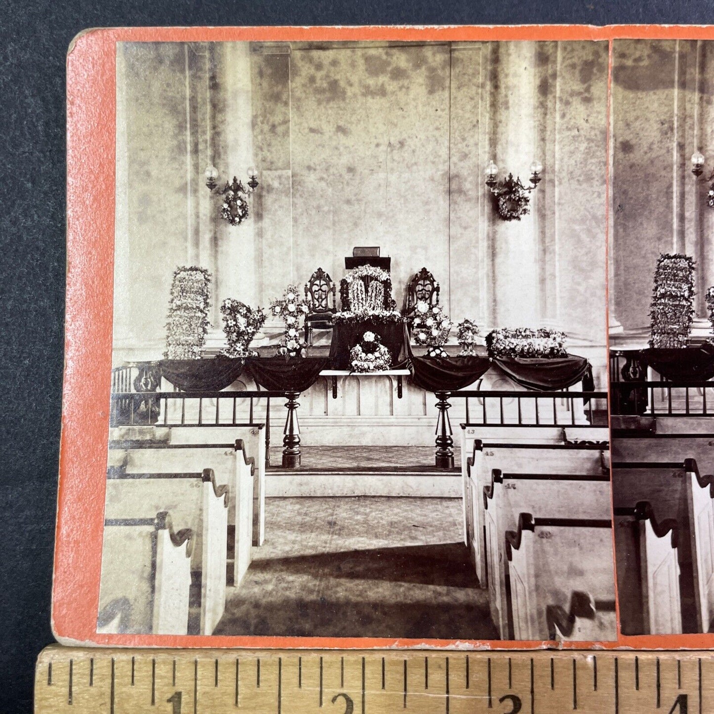 Funeral Flowers Rochester NY Stereoview Seorim Swaine Photo Antique c1869 X866