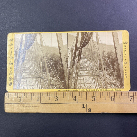 Frankenstein Train Trestle Stereoview Photo Card NW Pease Antique c1869 X949