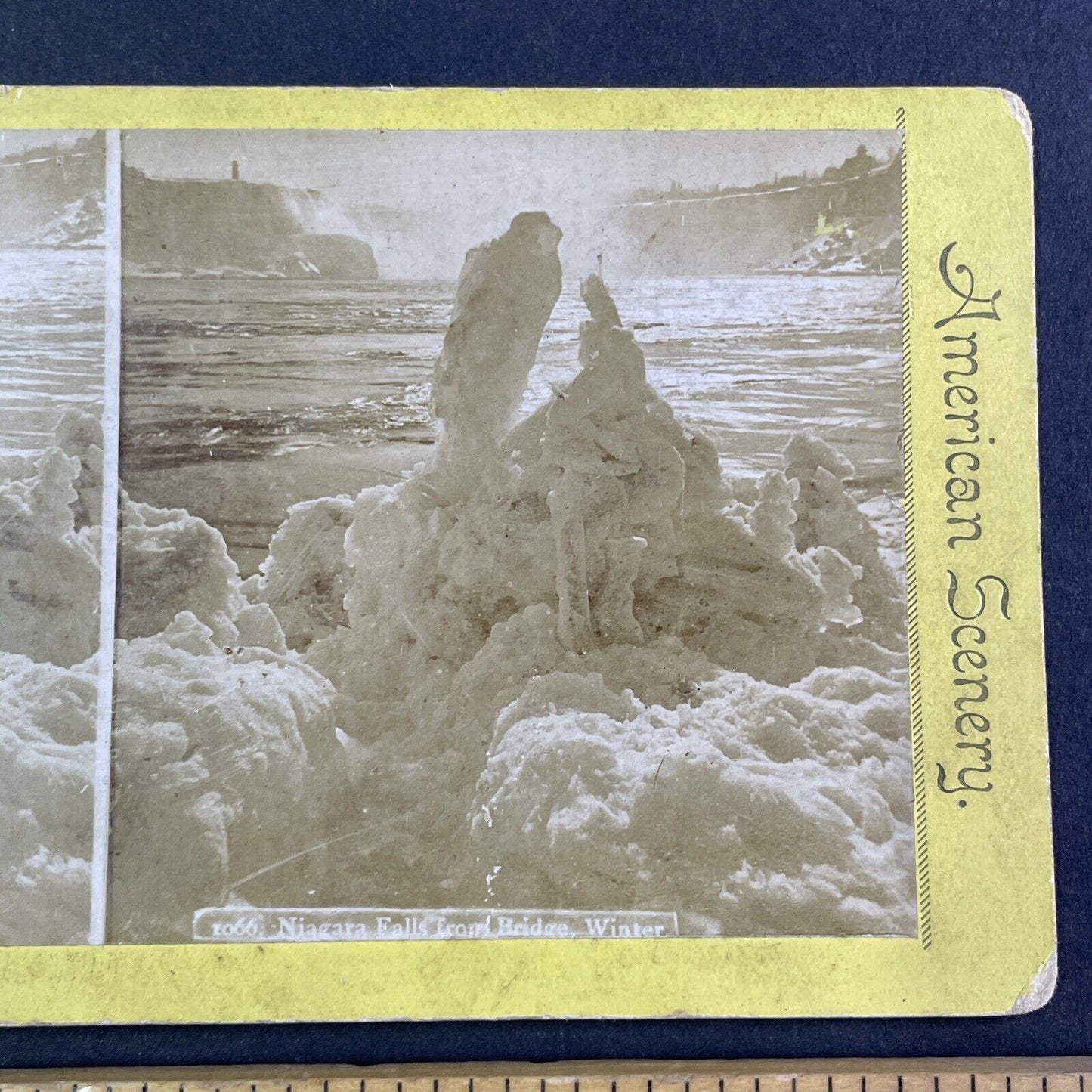 Niagara Falls River Iceberg Frost Work Stereoview Antique c1870s Y2532