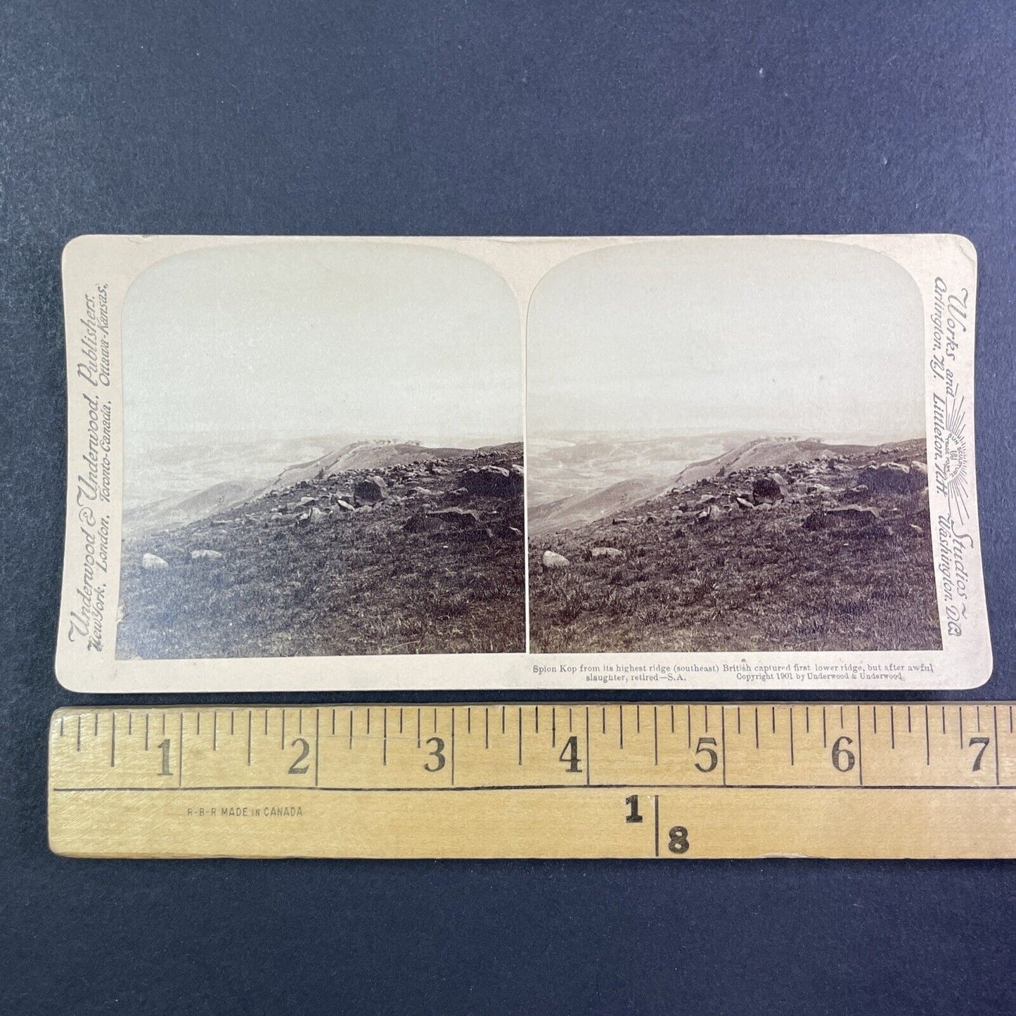 Spion Kop Top Ridge Battlefield Stereoview Boer War South Africa c1901 Y3020