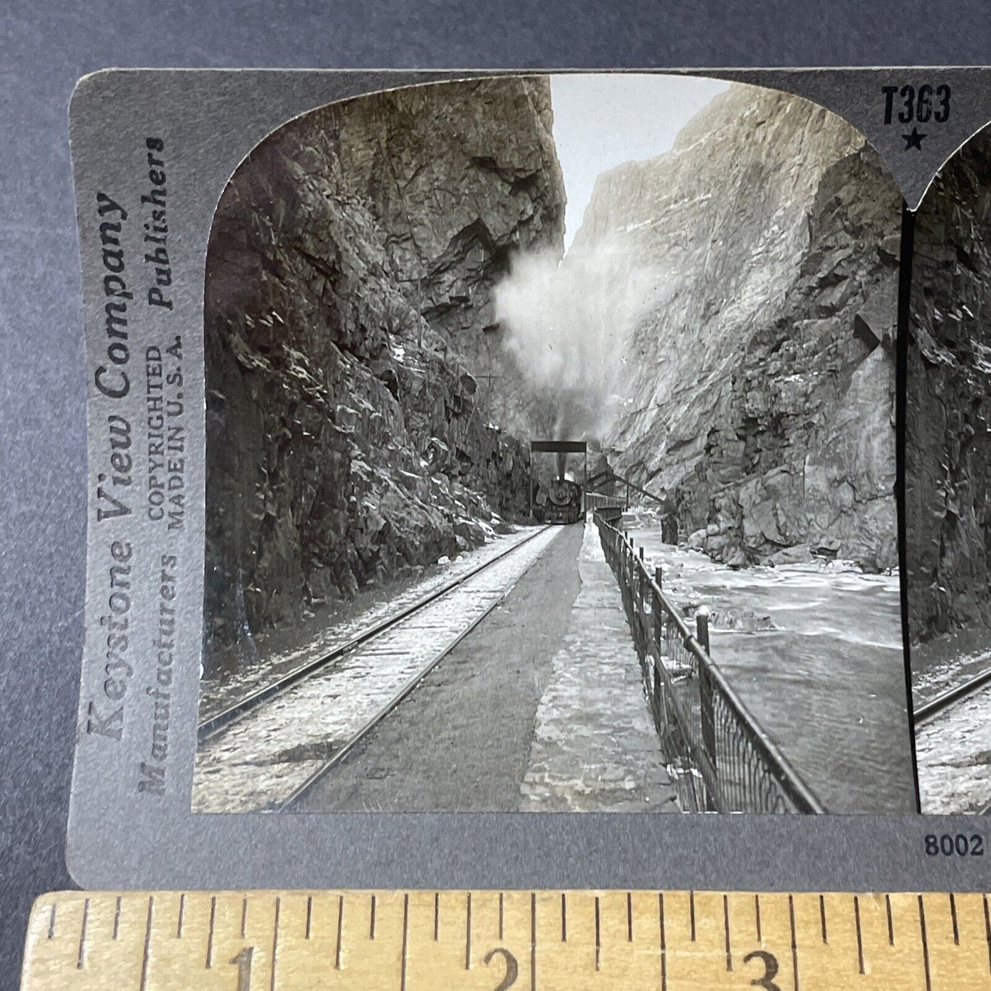 Antique 1910s Coal Train Royal Gorge Colorado Stereoview Photo Card V2834